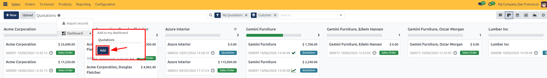 Add view to My Dashboard