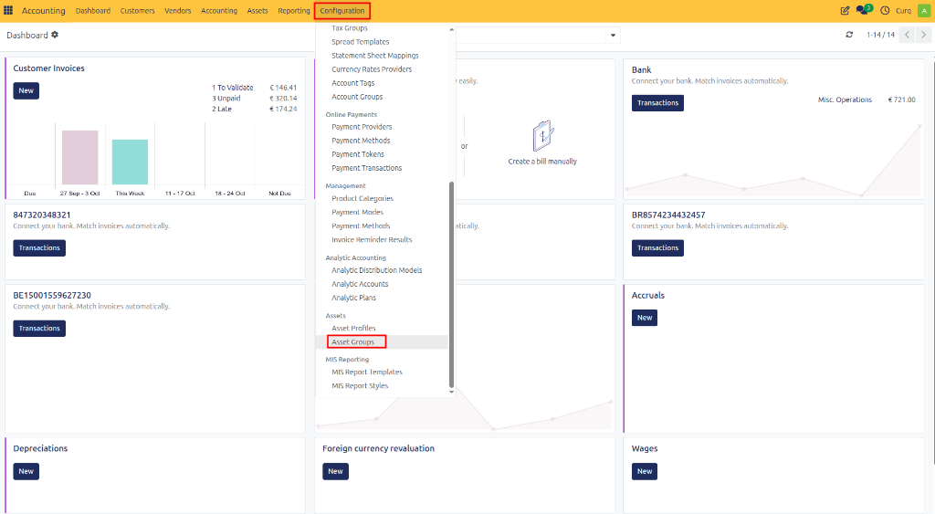 Asset Groups Menu