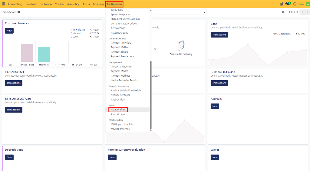 Asset Profiles Menu