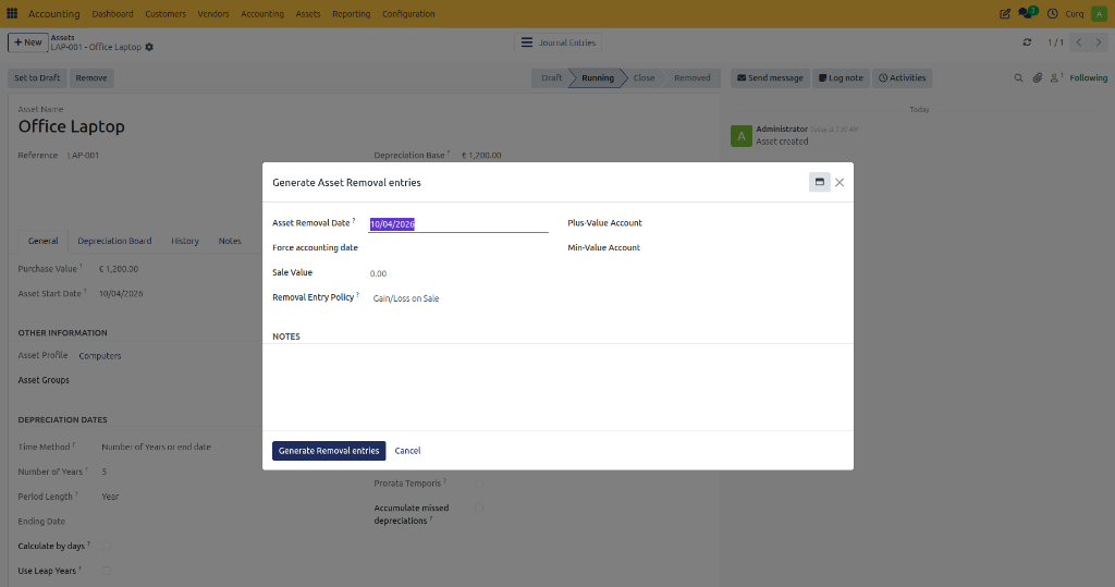 Asset Removal Dialog