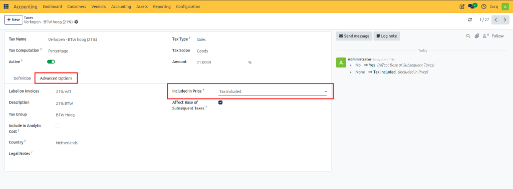 Tax Inclusion Setting