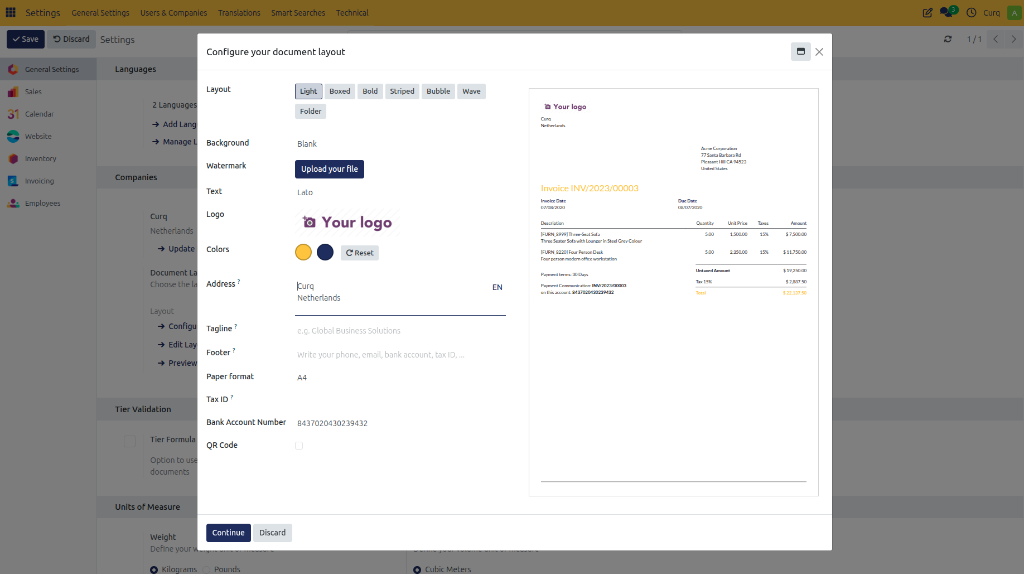 Document Layout Form
