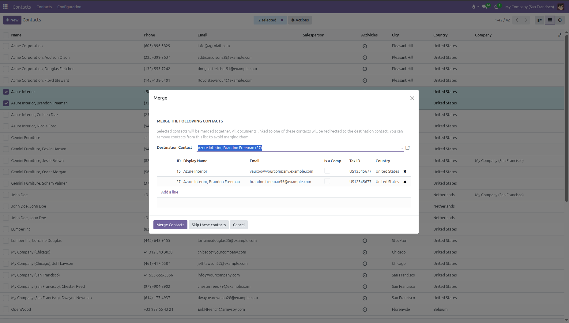 Merge Duplicate Contacts Modal