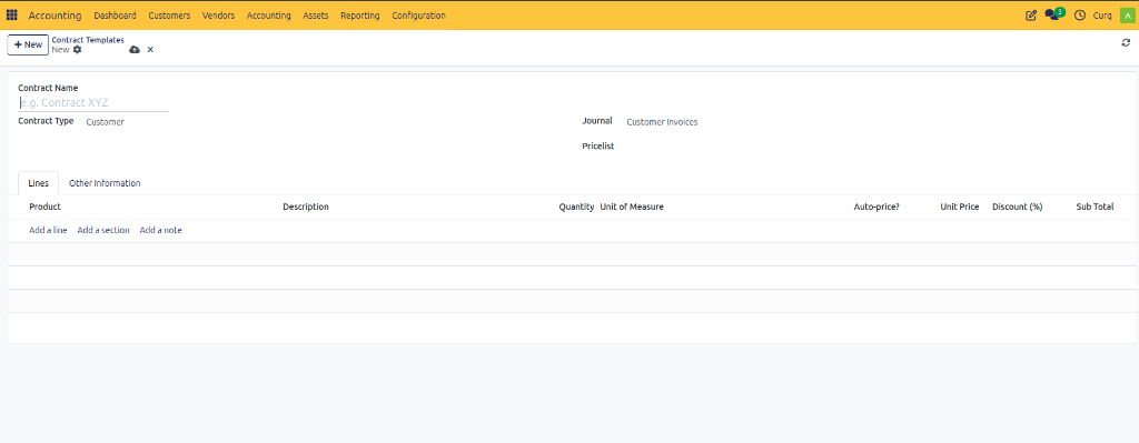 Contract Template Configuration