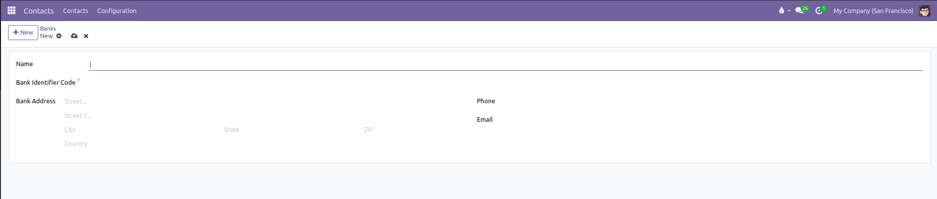 Bank form view