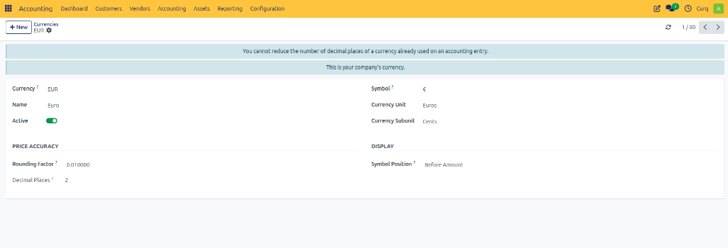 Currency Form View