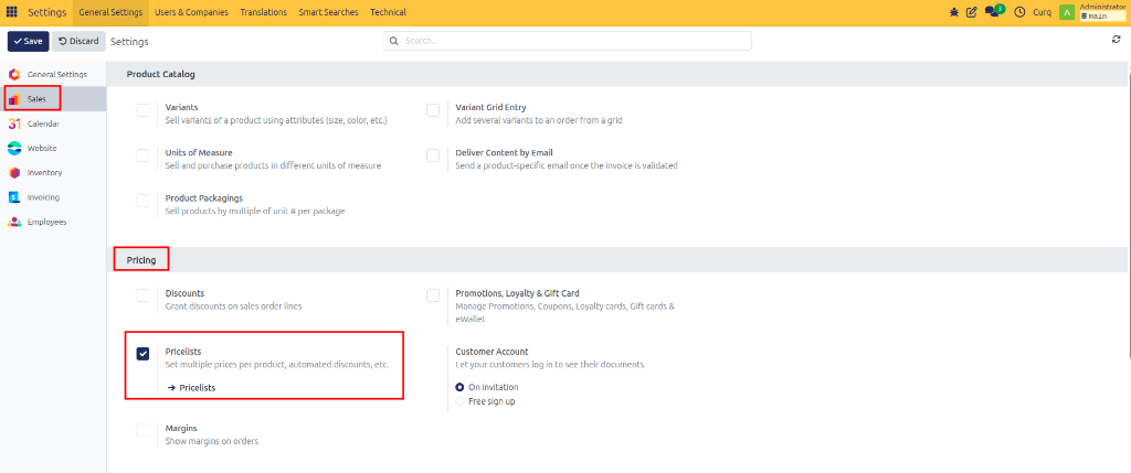 Enable Price Lists