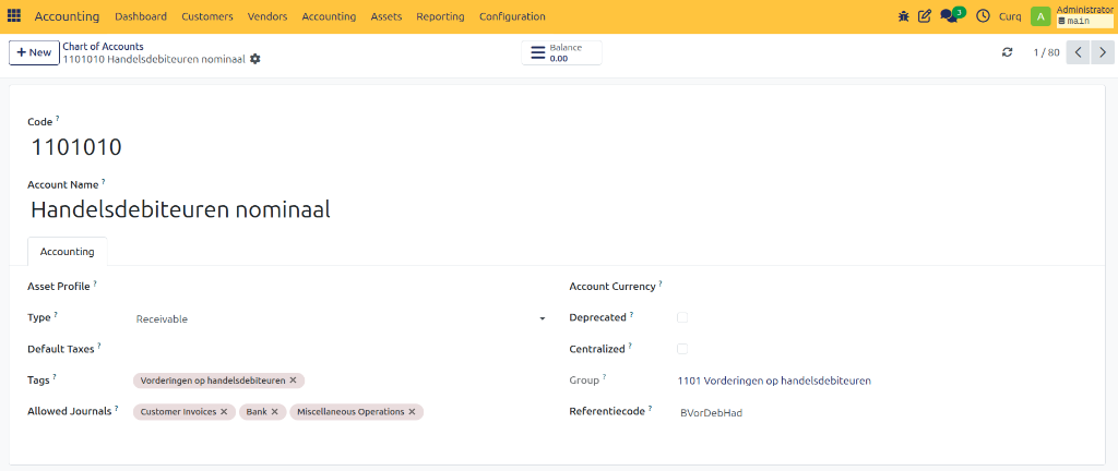 General Ledger Account Fields