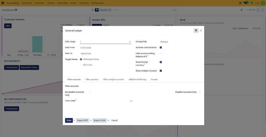 General Ledger Filters