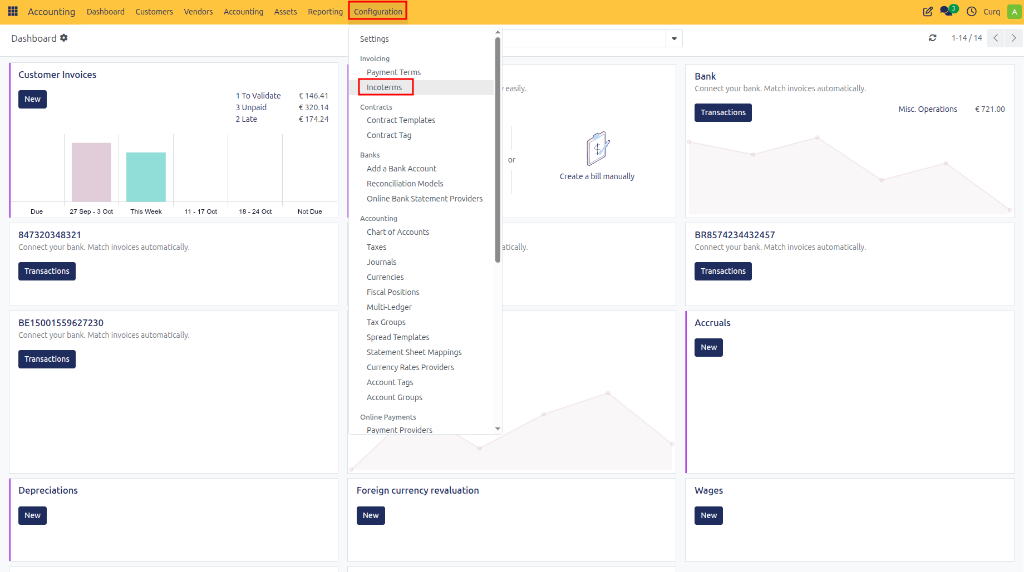 Incoterms Menu