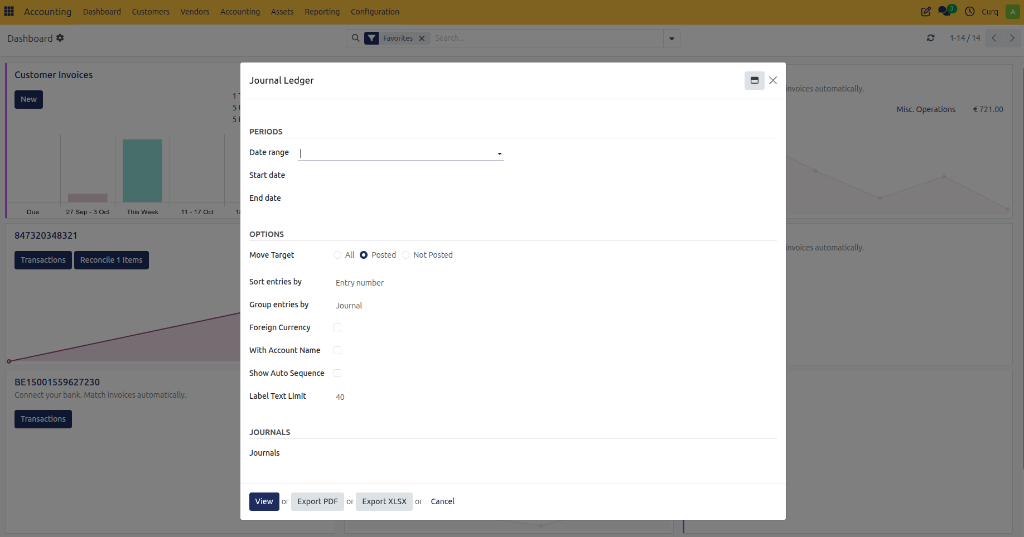 Journal Ledger Filters
