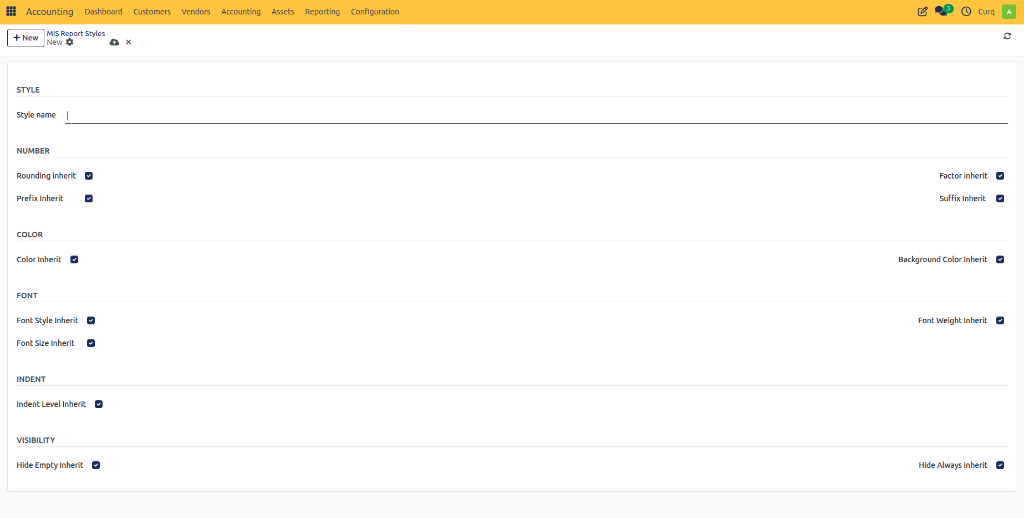 MIS Report Styles Configuration