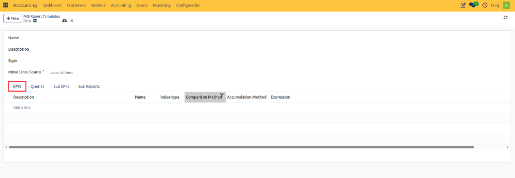 MIS Report Templates KPI Tab