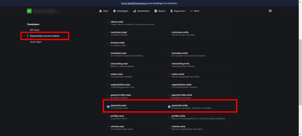 Mollie Developer Dashboard