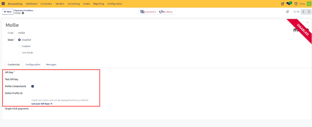 Mollie API Credentials
