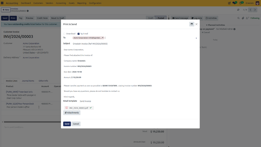 Send Invoice Email