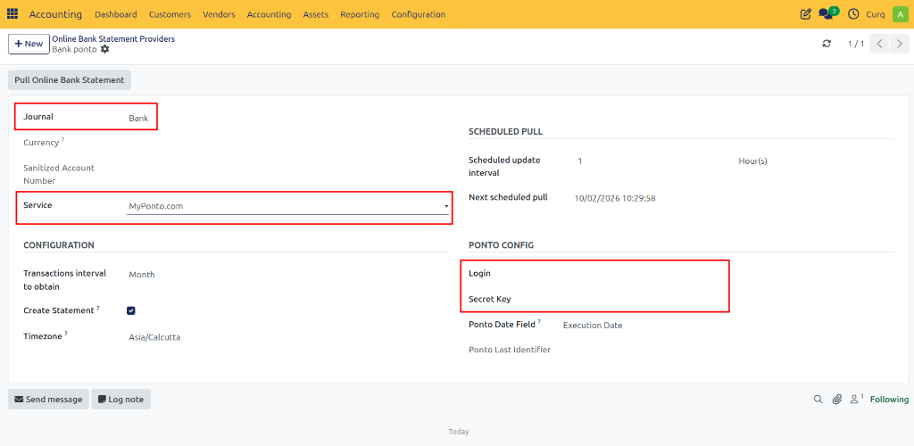 Ponto Connection Settings