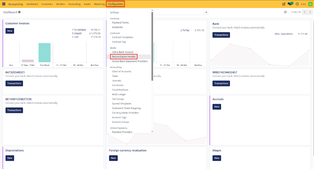 Reconciliation Models Menu
