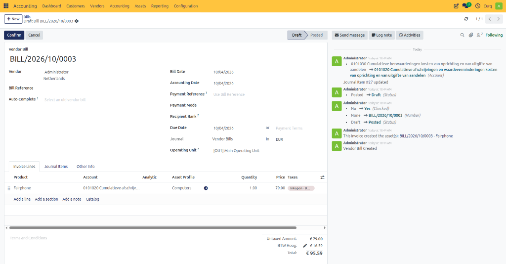 Supplier Invoice with Asset Profile