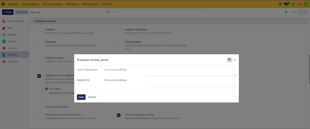 Add Terms and Conditions as Text