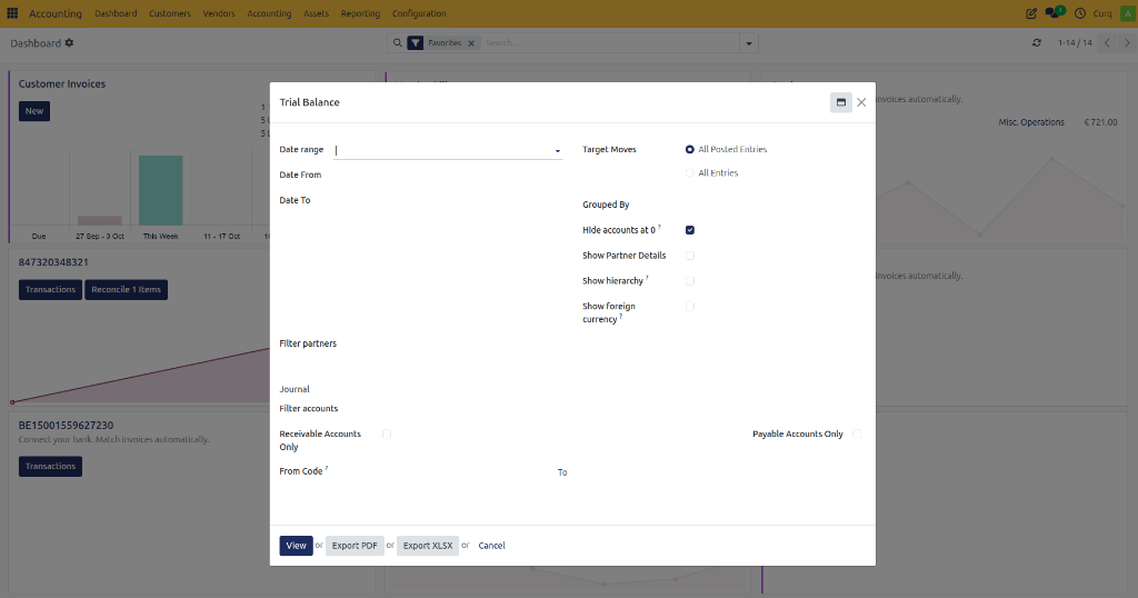 Trial Balance Filters