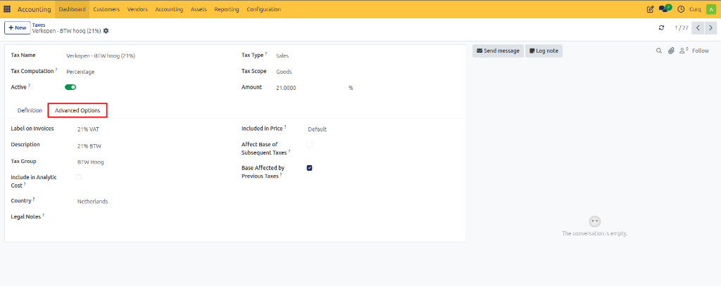 VAT Advanced Options